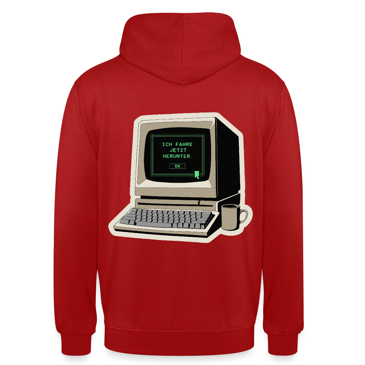 Ich fahre jetzt herunter. Motiv-Hoodie unisex, Farbe Rot