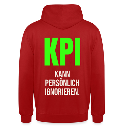 "KPI kann persönlich ignorieren." Motiv-Hoodie unisex, Farbe Rot