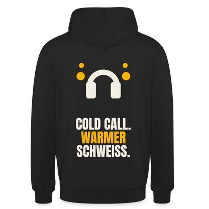 Cold Call. Warmer Schweiß. Motiv-Hoodie unisex, Farbe Schwarz
