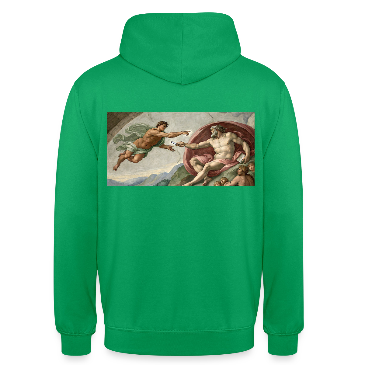 Die Schnittstelle. Renaissance-Motiv Motiv-Hoodie unisex, Farbe Kelly Green