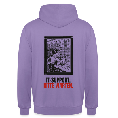 IT-Support. Bitte warten. Motiv-Hoodie unisex, Farbe Lavendel