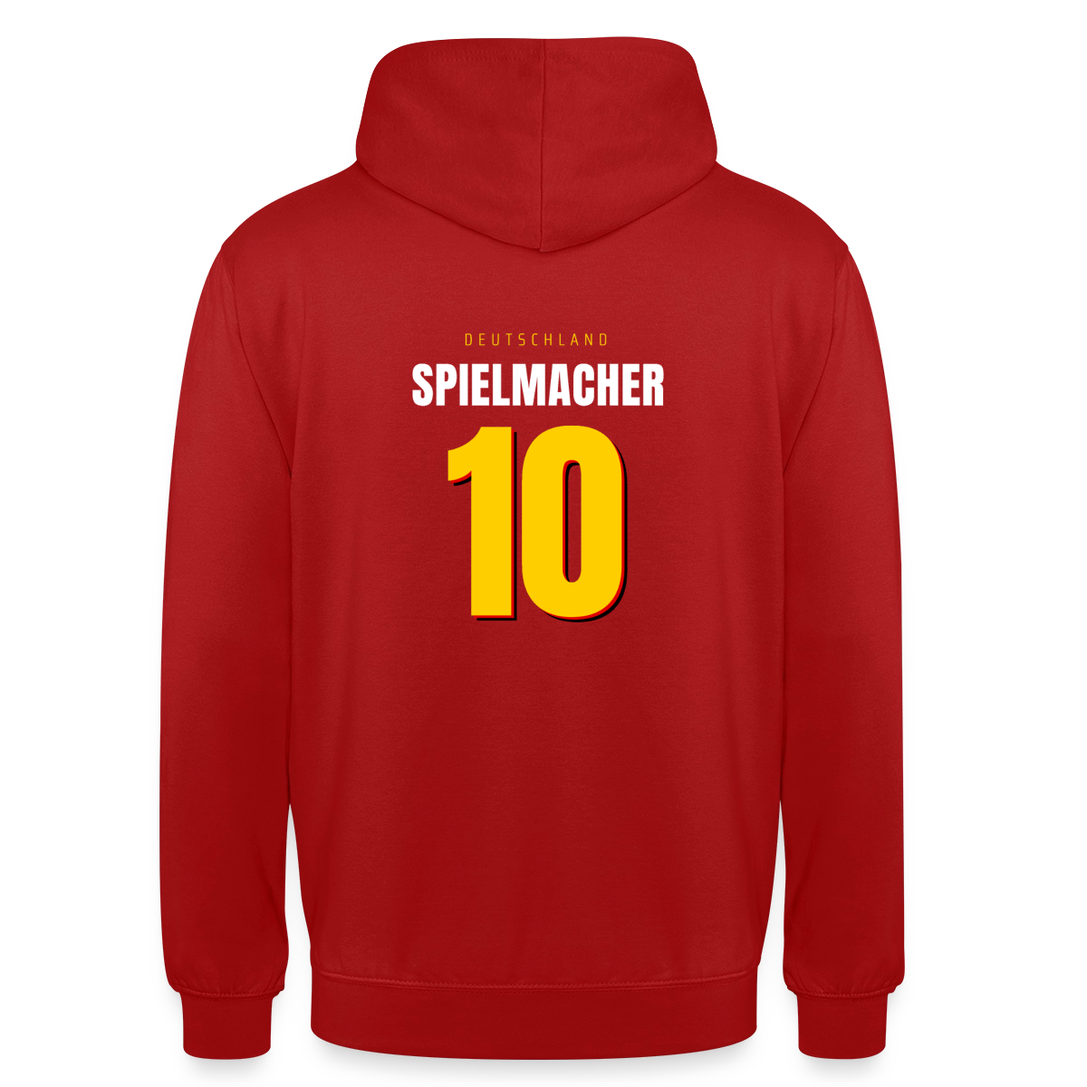 Spielmacher. Trikotnummer-Motiv Motiv-Hoodie unisex, Farbe Rot
