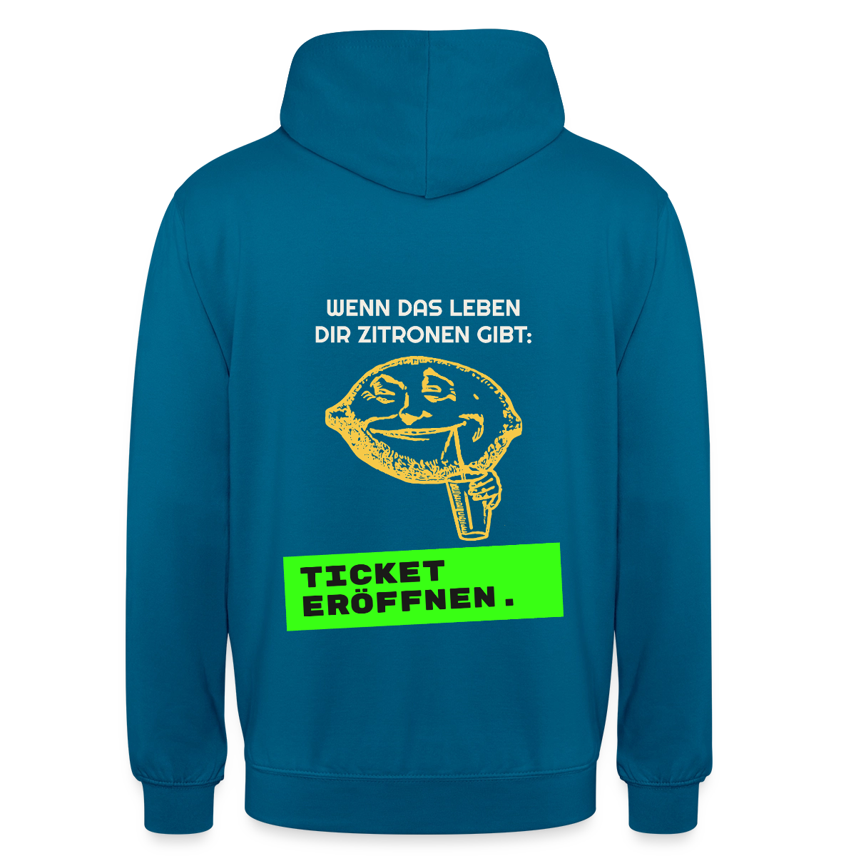 Wenn das Leben dir Zitronen gibt: Ticket eröffnen. Motiv-Hoodie unisex, Farbe Tiefseeblau