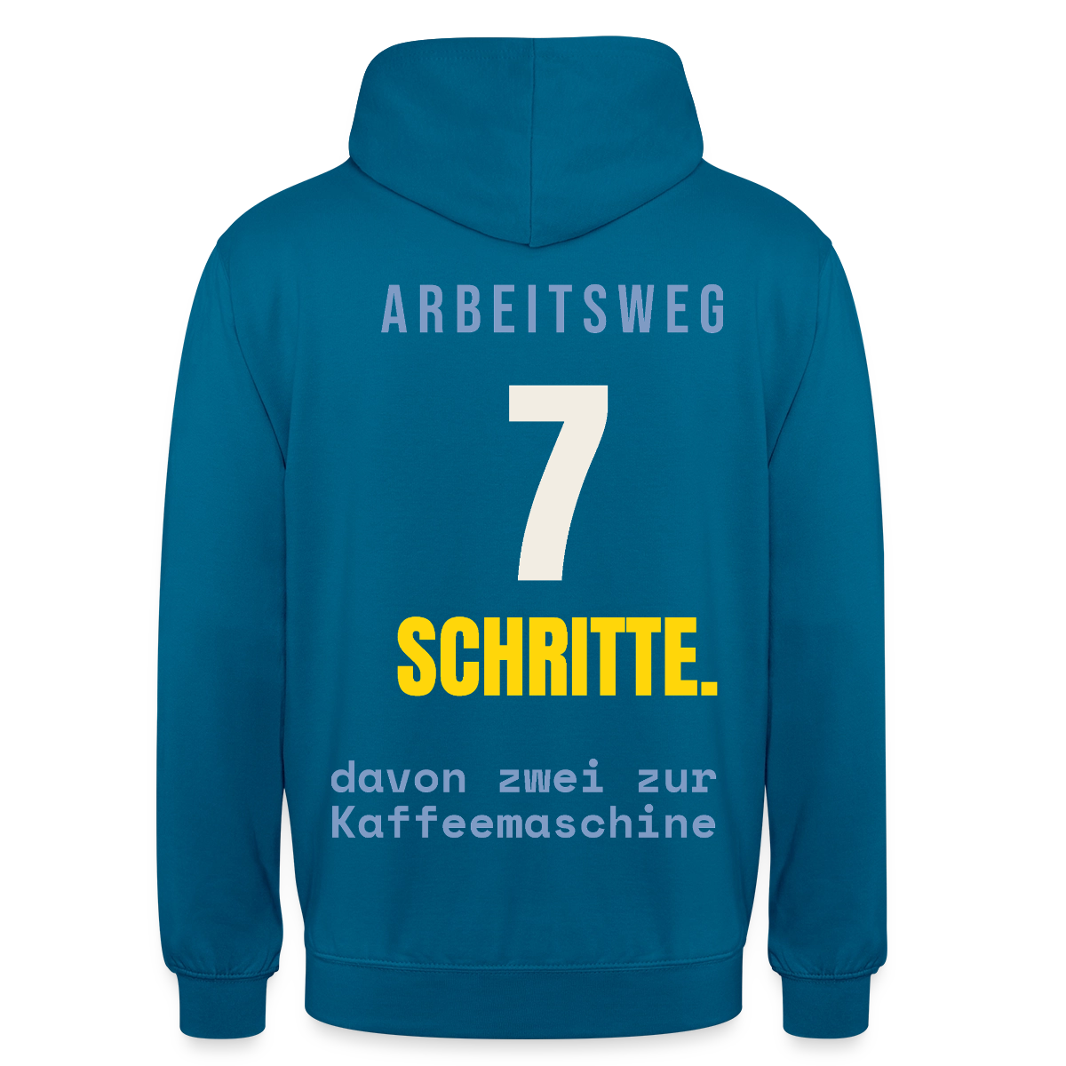 Arbeitsweg: sieben Schritte Motiv-Hoodie unisex, Farbe Tiefseeblau