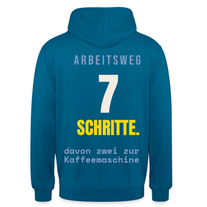 Arbeitsweg: sieben Schritte Motiv-Hoodie unisex, Farbe Tiefseeblau
