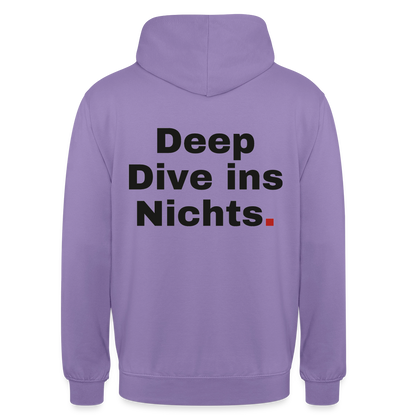 Deep Dive ins Nichts. Motiv-Hoodie unisex, Farbe Lavendel