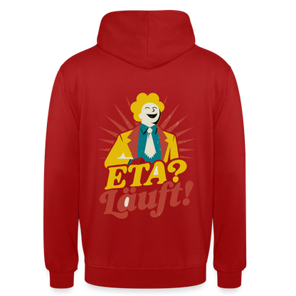 "ETA? Läuft! Midcentury-Motiv" Motiv-Hoodie unisex, Farbe Rot
