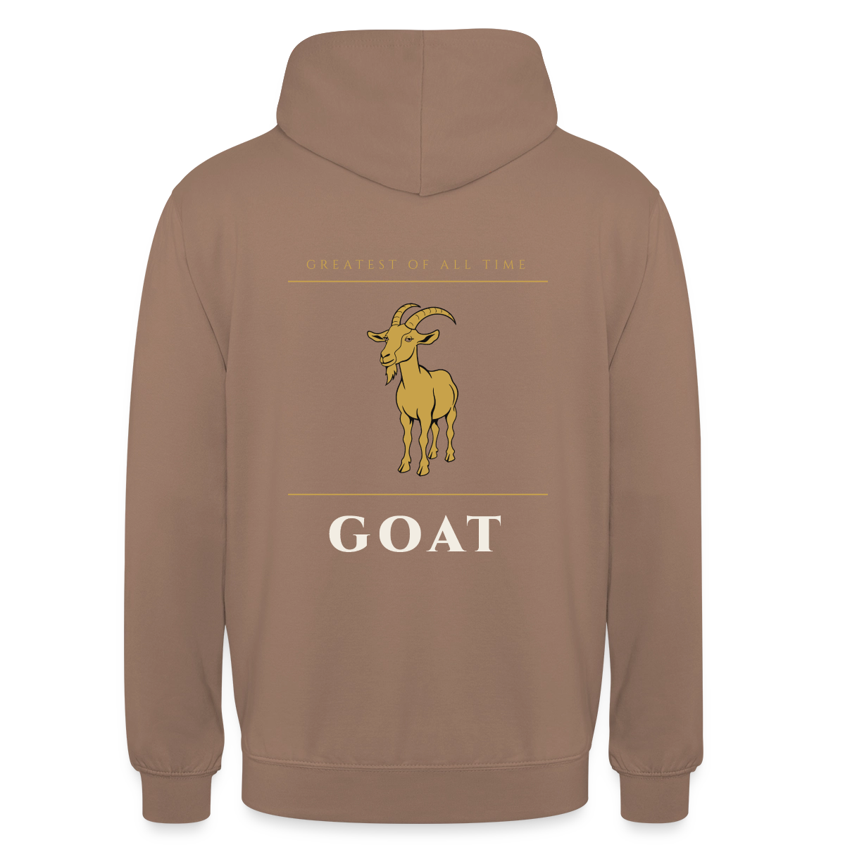 GOAT. Greatest of all time. Motiv-Hoodie unisex, Farbe Mokka