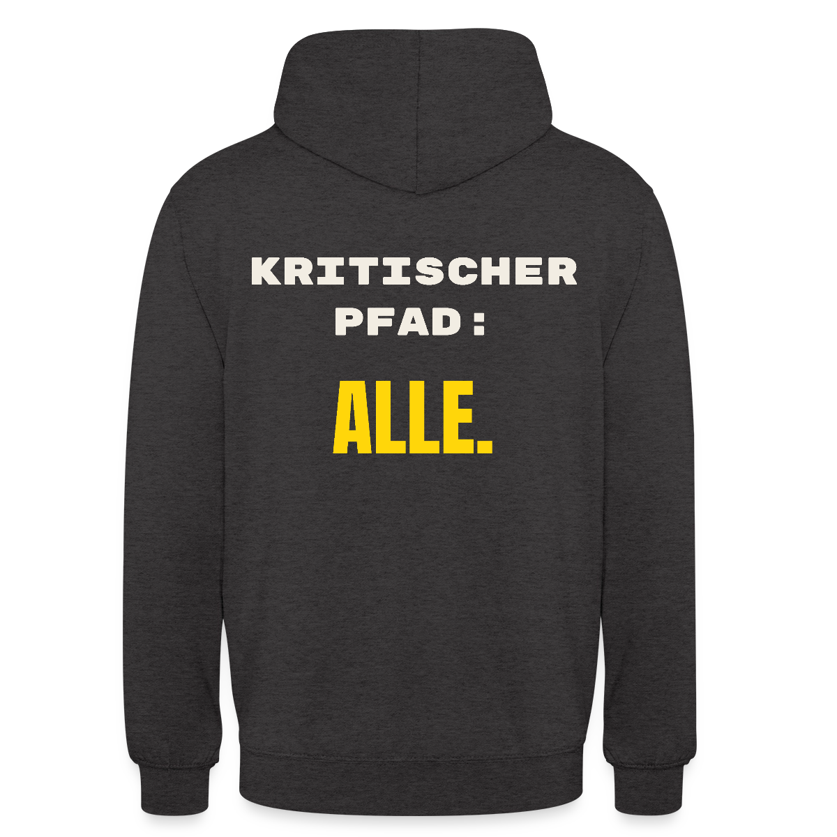 Kritischer Pfad: alle. Motiv-Hoodie unisex, Farbe Anthrazit