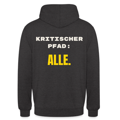 Kritischer Pfad: alle. Motiv-Hoodie unisex, Farbe Anthrazit