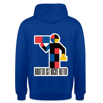 "Brutto ist nicht Netto. Bauhaus-Motiv" Motiv-Hoodie unisex, Farbe Royalblau