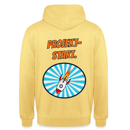 Projektstart. Motiv-Hoodie unisex, Farbe Zitronengelb