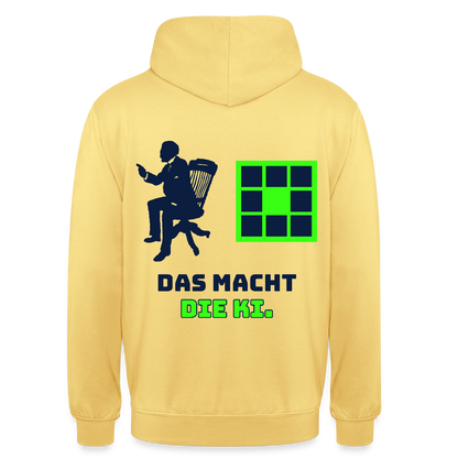 Das macht die KI. Motiv-Hoodie unisex, Farbe Zitronengelb