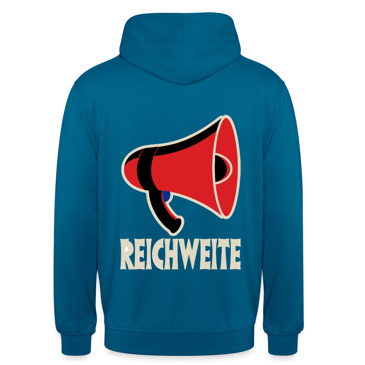 Reichweite. Sachplakat-Motiv Motiv-Hoodie unisex, Farbe Tiefseeblau