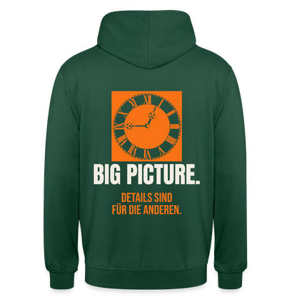 Big Picture. Details sind für die anderen. Motiv-Hoodie unisex, Farbe Flaschengrün