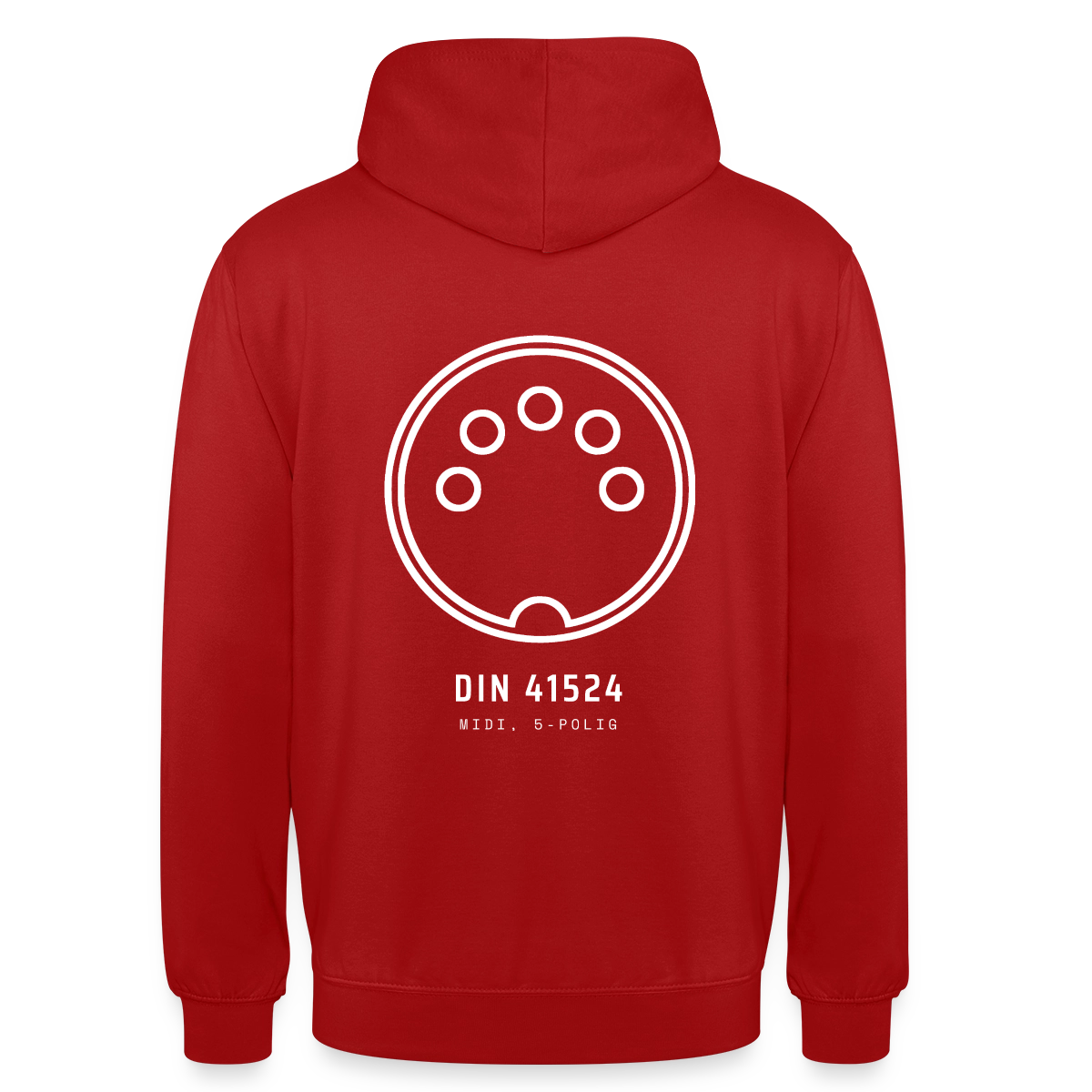 "DIN 41524, MIDI 5-polig" Motiv-Hoodie unisex, Farbe Rot
