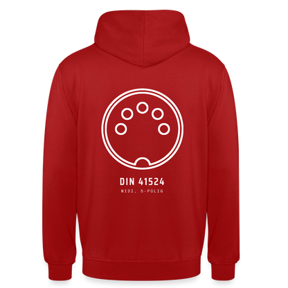 "DIN 41524, MIDI 5-polig" Motiv-Hoodie unisex, Farbe Rot