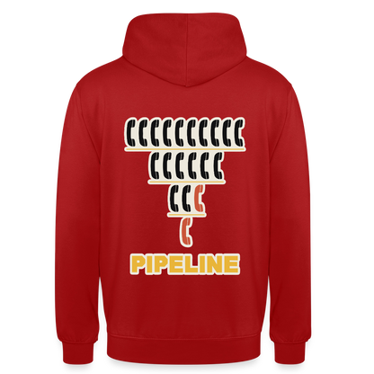 Pipeline. Isotype-Motiv Motiv-Hoodie unisex, Farbe Rot