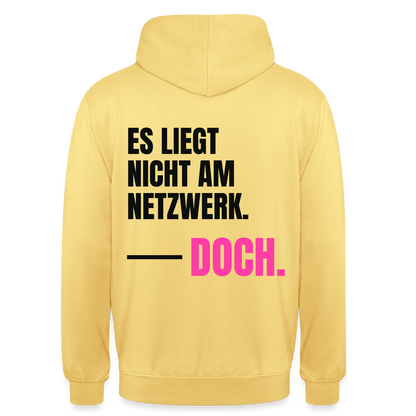 Es liegt nicht am Netzwerk. Doch. Motiv-Hoodie unisex, Farbe Zitronengelb