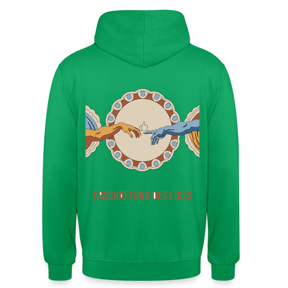 Erschaffung des Likes. Fresko-Motiv Motiv-Hoodie unisex, Farbe Kelly Green