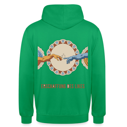 Erschaffung des Likes. Fresko-Motiv Motiv-Hoodie unisex, Farbe Kelly Green