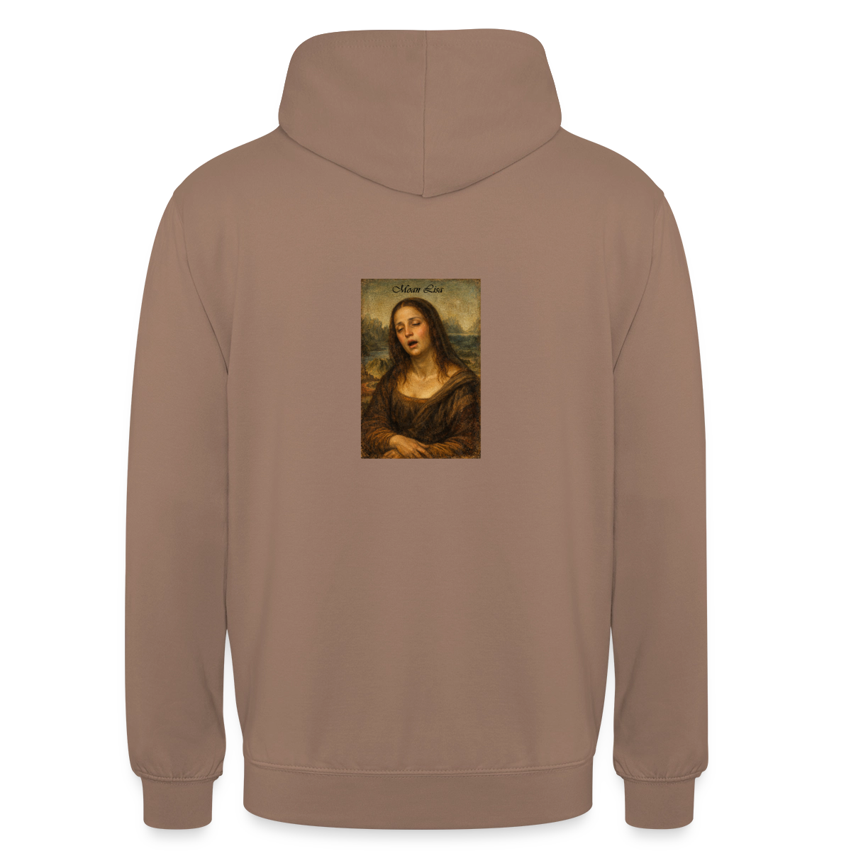 Moan Lisa Motiv-Hoodie unisex, Farbe Mokka