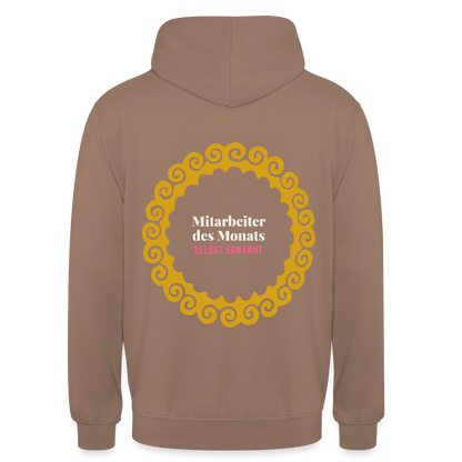 "Mitarbeiter des Monats, selbst ernannt. Gold-Motiv" Motiv-Hoodie unisex, Farbe Mokka