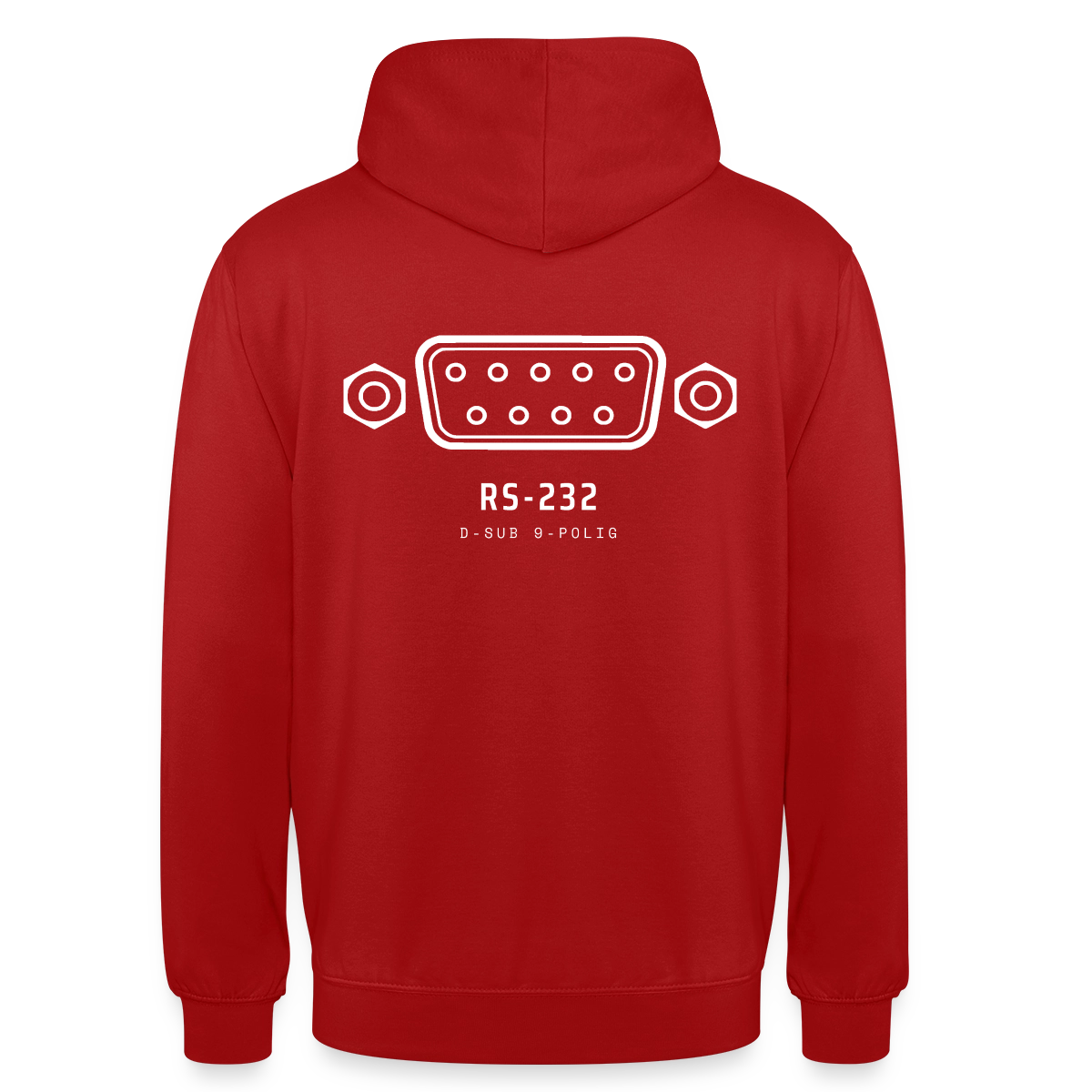 "RS-232, D-Sub 9-polig" Motiv-Hoodie unisex, Farbe Rot