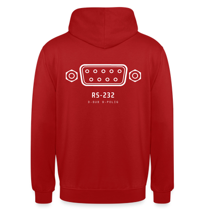 "RS-232, D-Sub 9-polig" Motiv-Hoodie unisex, Farbe Rot