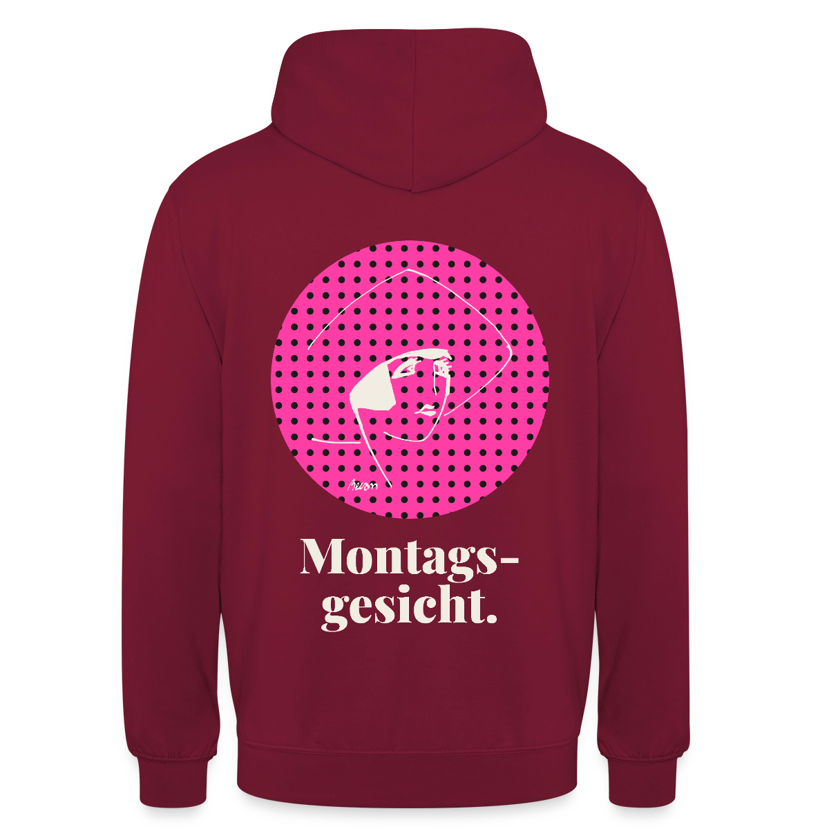 "Montagsgesicht. Art-déco-Motiv" Motiv-Hoodie unisex, Farbe Bordeaux