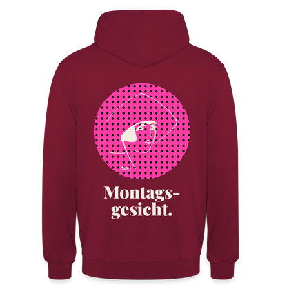 "Montagsgesicht. Art-déco-Motiv" Motiv-Hoodie unisex, Farbe Bordeaux