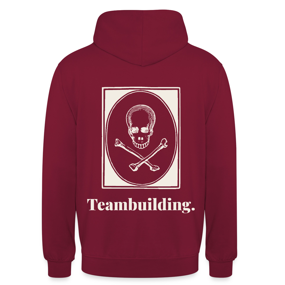 "Teambuilding." Motiv-Hoodie unisex, Farbe Bordeaux