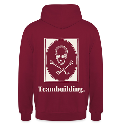 "Teambuilding." Motiv-Hoodie unisex, Farbe Bordeaux
