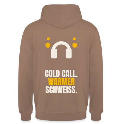 Cold Call. Warmer Schweiß. Motiv-Hoodie unisex, Farbe Mokka