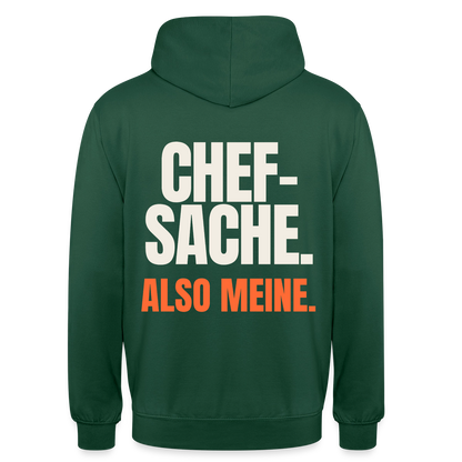 "Chefsache. Also meine." Motiv-Hoodie unisex, Farbe Flaschengrün