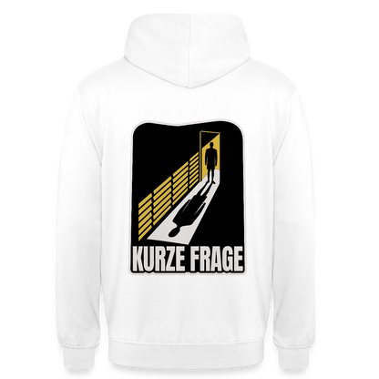 "Kurze Frage. Film-noir-Motiv" Motiv-Hoodie unisex, Farbe Weiß