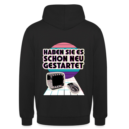 Haben Sie es schon neu gestartet? Vaporwave-Motiv Motiv-Hoodie unisex, Farbe Schwarz