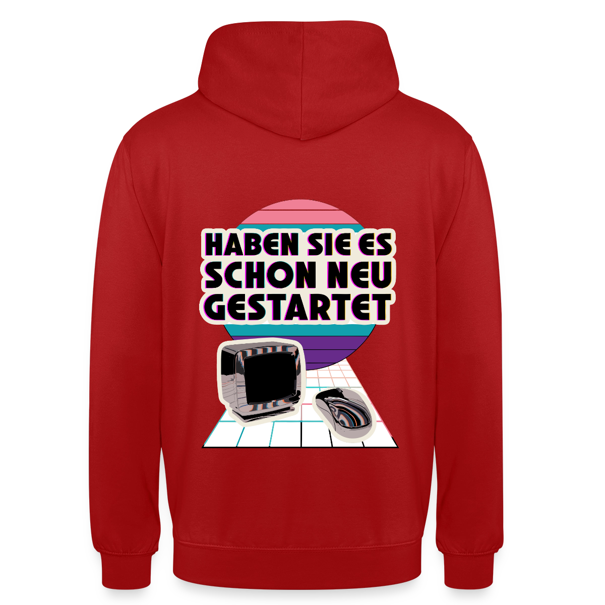 Haben Sie es schon neu gestartet? Vaporwave-Motiv Motiv-Hoodie unisex, Farbe Rot