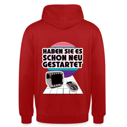 Haben Sie es schon neu gestartet? Vaporwave-Motiv Motiv-Hoodie unisex, Farbe Rot