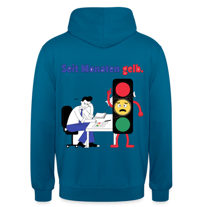"Seit Monaten gelb. Ampel-Motiv" Motiv-Hoodie unisex, Farbe Tiefseeblau
