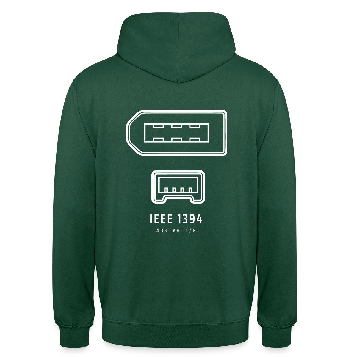 "IEEE 1394, 400 Mbit/s" Motiv-Hoodie unisex, Farbe Flaschengrün
