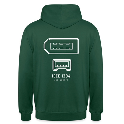 "IEEE 1394, 400 Mbit/s" Motiv-Hoodie unisex, Farbe Flaschengrün
