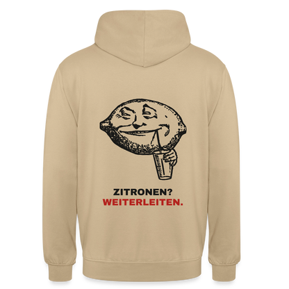 "Zitronen? Weiterleiten." Motiv-Hoodie unisex, Farbe Beige