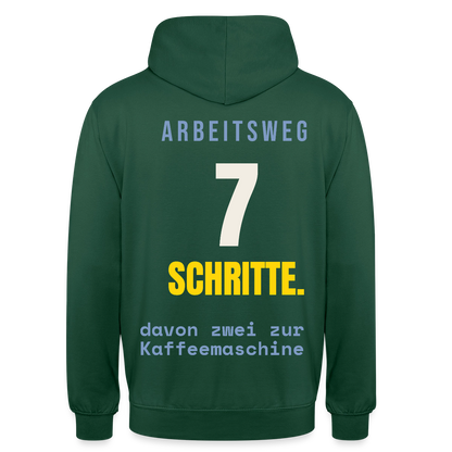 Arbeitsweg: sieben Schritte Motiv-Hoodie unisex, Farbe Flaschengrün