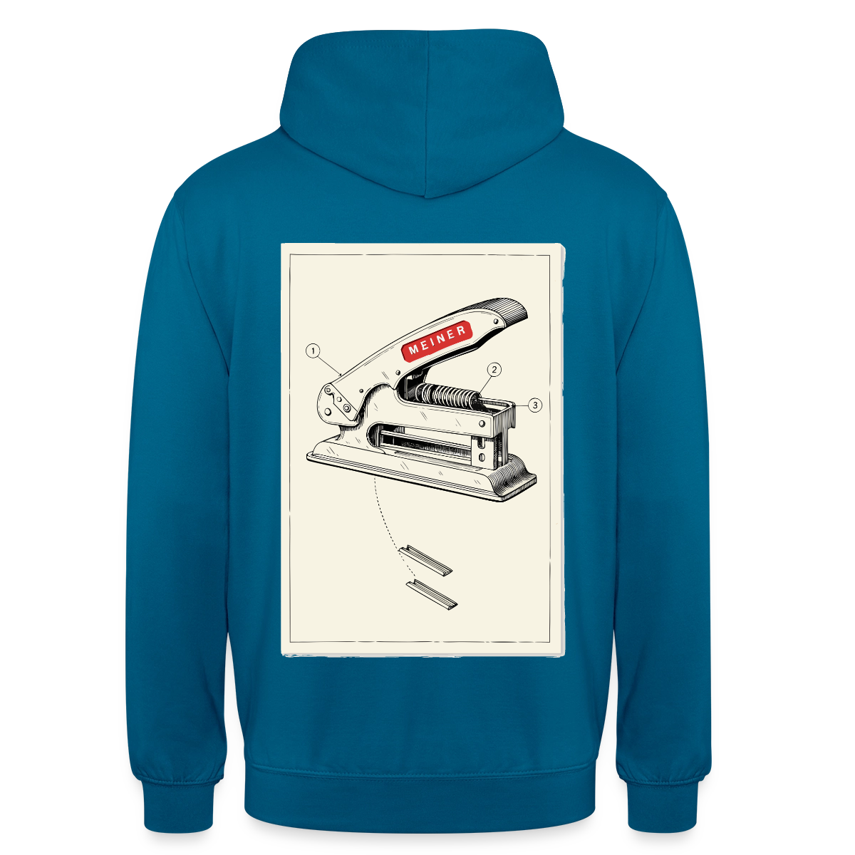 Meiner. Der Tacker kommt mit. Motiv-Hoodie unisex, Farbe Tiefseeblau