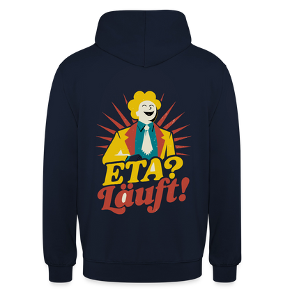 "ETA? Läuft! Midcentury-Motiv" Motiv-Hoodie unisex, Farbe Navy