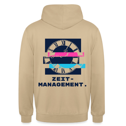 "Zeitmanagement. Glitch-Motiv" Motiv-Hoodie unisex, Farbe Beige