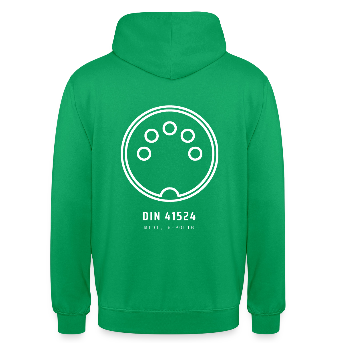 "DIN 41524, MIDI 5-polig" Motiv-Hoodie unisex, Farbe Kelly Green