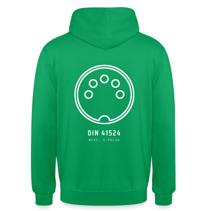 "DIN 41524, MIDI 5-polig" Motiv-Hoodie unisex, Farbe Kelly Green
