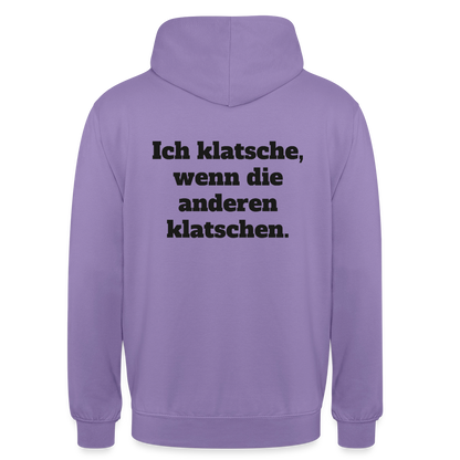 Ich klatsche, wenn die anderen klatschen. Motiv-Hoodie unisex, Farbe Lavendel